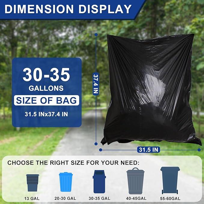 30-35 Gallon Black Trash Bags 120 Count - 32" x 37" Large Garbage Bags, 30+ Gallon Strong Trash Can Liners for Home, Commercial Use,Yard Waste, Bulk - NeatNest
