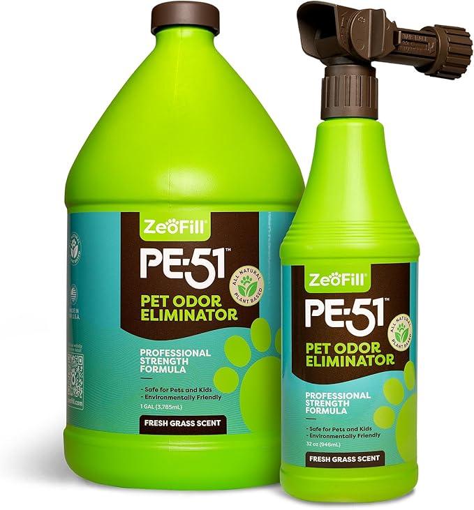ZEOFILL PE-51 Economy Pack - 1 Gallon & 32oz Garden Hose Spray Bottle – Pet Urine, Pet Odor, & Yard Odor Eliminator – Dogs Urine Odor Deodorizer – Outdoor Use – All Natural Eco-Friendly Enzymes - NeatNest