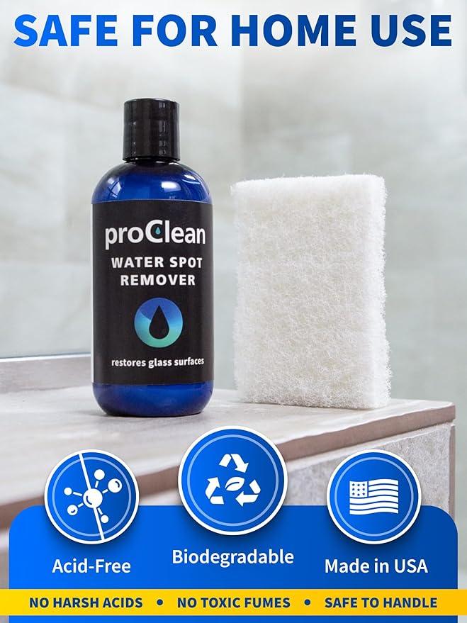 GlasWeld ProClean Heavy Duty Hard Water Stain Remover - For Glass, Metal & More - Includes Applicator Pad - Stubborn Water spot Remover Kit - Automotive Car Care - NeatNest