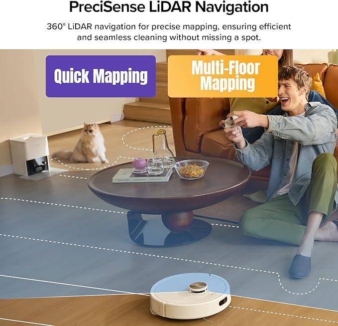 roborock Q7 M5+ Robot Vacuum and Mop, Upgraded from Q5 Max+, Up to 7-9 Weeks Self-Empty, 10000Pa Suction, Dual Anti-Tangle System for Pet Hair & Carpet, PreciSense LiDAR Navigation, App Control, White - NeatNest