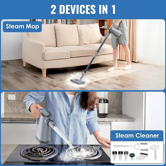 FEPPO Steam Mop & Detachable Handheld Steam Cleaner for Home and Floor Cleaning, 15s Heat-Up, 230°F Floor Steamer for Deep Cleaning with Multi-purpose Attachments Hardwood Floors, Tile,Grout,Furniture - NeatNest