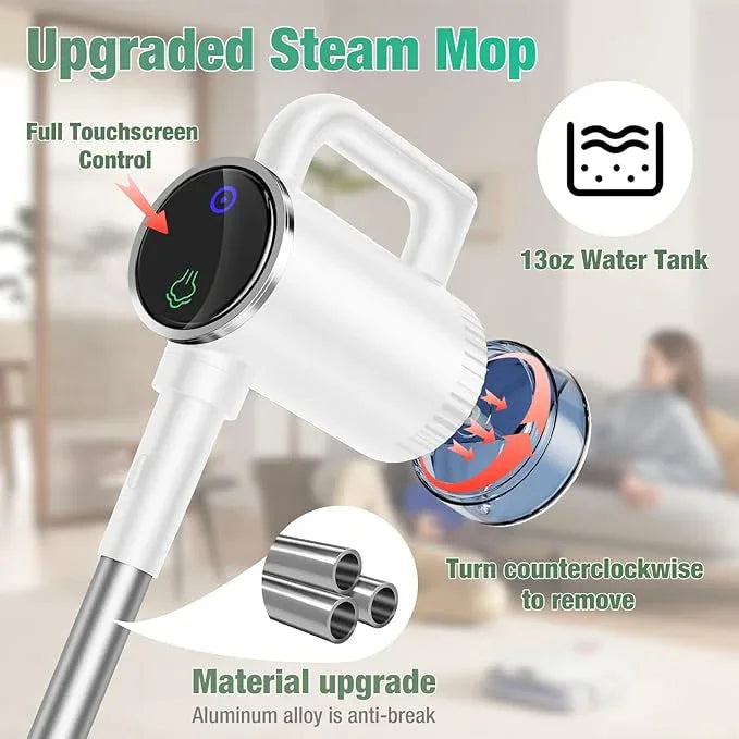 11-in-1 Steam Mop - Detachable Handheld Steam Cleaner with 380mL Tank, 260℉ Floor Steamer for Hardwood, Tile, Grout, Windows, Bath & Kitchen - 3-Level Steam Control, Multi-Purpose Floor Steam Cleaner - NeatNest
