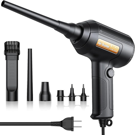 Electric Air Duster, 500W High-Power Corded Compressed Air Canister Replacement with Adjustable Speed, 10ft Cable - for Electronics, PC, Keyboard, Car, Camera, Inflatable Pool Toys