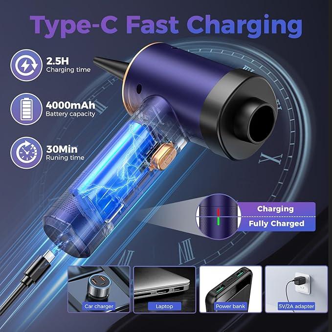 Handheld Car Vacuum Portable Cordless,18000PA High Power Vacuum Cleaner with Brushless Motor.7 in 1 Mini Hand Held Vacuum Rechargeable AirDuster/Blower for Car,Home,Ofice,Pet - NeatNest
