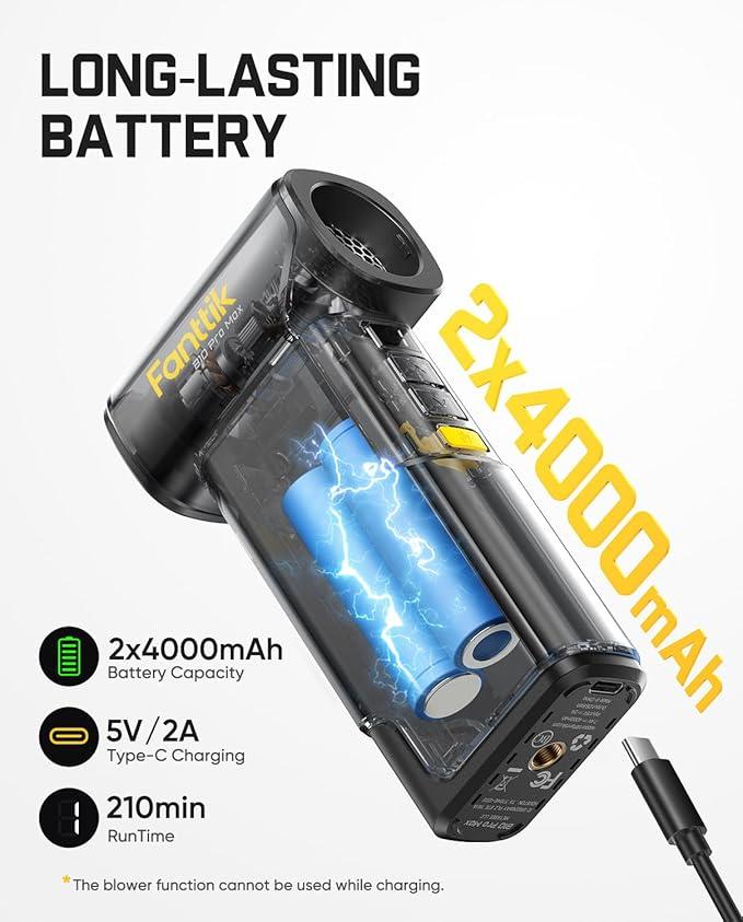 Fanttik B10 Pro Max Electric Air Duster, 130000RPM Brushless Motor, Compressed Air Duster, 6 Gears Adjustable, One-tap Booster, 28.8Wh Rechargeable Battery, Electric Duster for PC, Car, House, Outdoor - NeatNest