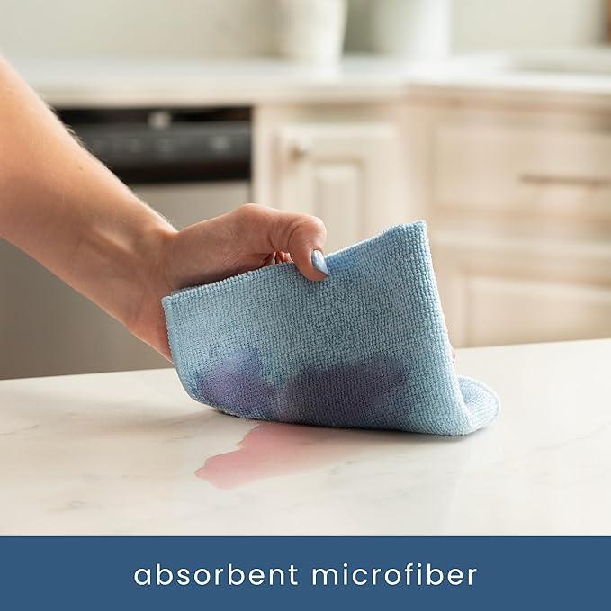 S&T INC. 50 Pack Microfiber Cleaning Cloth, Bulk Towels for Home, Reusable Microfiber Towels for Cars, Cleaning Rags, Light Blue, 11.5 Inches x 11.5 Inches, 50 Count - NeatNest