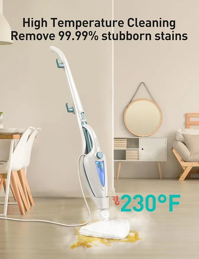12-in-1 Steam Mop, Fast 15-Sec Heat-Up, 1500W Detachable Handheld Steam Cleaner with 2 Dirt Grip Pads, Removes 99.99% Stubborn Stains for Hardwood Floors, Windows, Tiles, Furniture, Turquoise - NeatNest