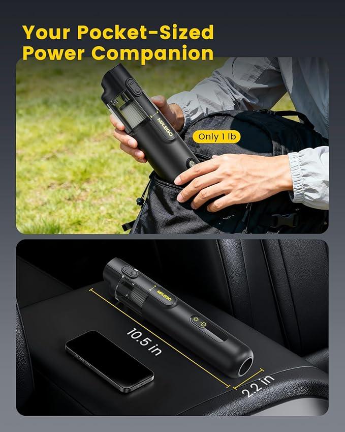 Car Vacuum Cleaner – 100000 RPM Cordless Handheld Vacuum with 20000Pa Suction, 4-IN-1 Portable Vacuum Cordless Blower/Inflator/Deflator, LED Light, Mini Vacuum Cleaner for Car, Office Desk & Home - NeatNest