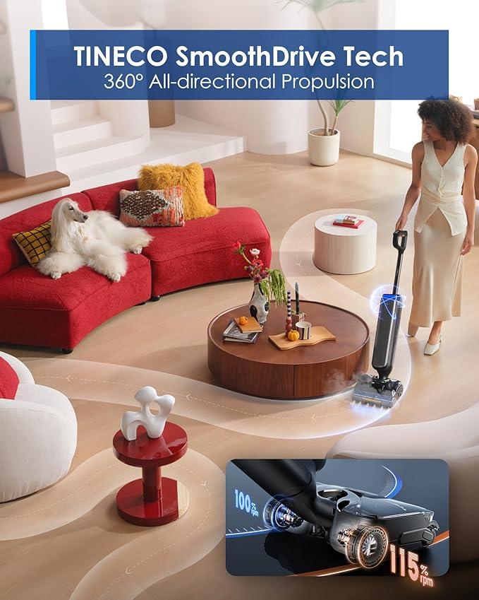 Tineco Floor One S9 Artist Steam Wet Dry Vacuum Cleaner, High-Temp Steam Cleaning, 22kPa Suction, 360° SmoothDrive, Anti-Tangle Design, 185°F Flashdry, Long Runtime, 180° Lay-Flat - NeatNest