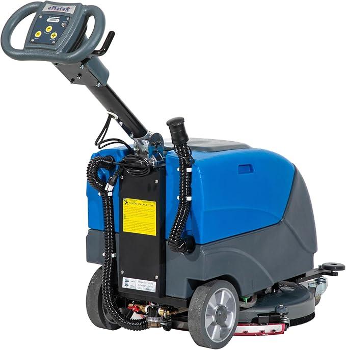 Floor Scrubber Machine with 15'' Brush, Foldable Walk Behind Hand Push Floor Scrubber Machine, good for office/restaurant(EM-25 Blue) - NeatNest