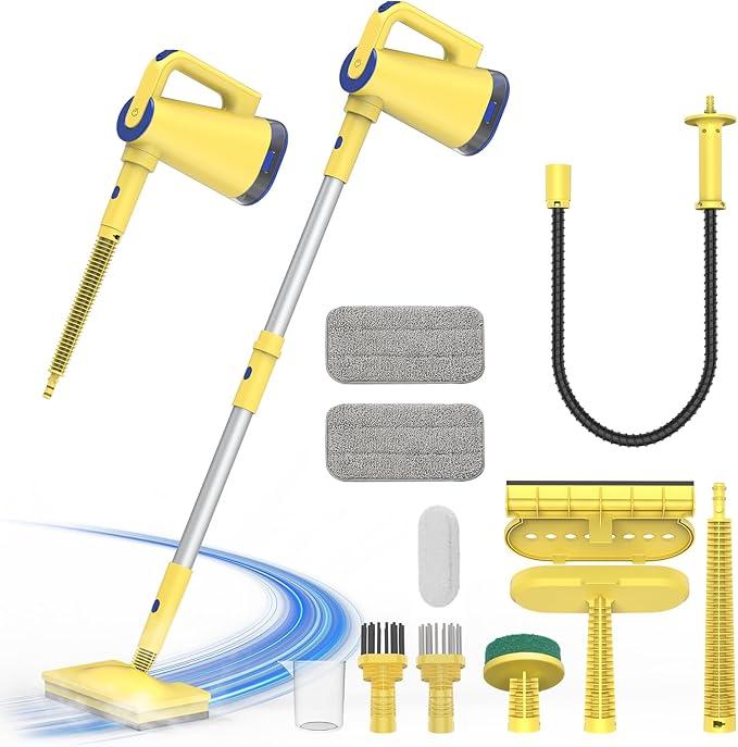Steam Mop with Detachable Handheld Steam Cleaner for Home Cleaning,13OZ Water Tank,with Handheld 6-in-1 Multi-function Attachments for Hardwood Floors,Clothes,Windows,Tiles Grout and Furniture - NeatNest