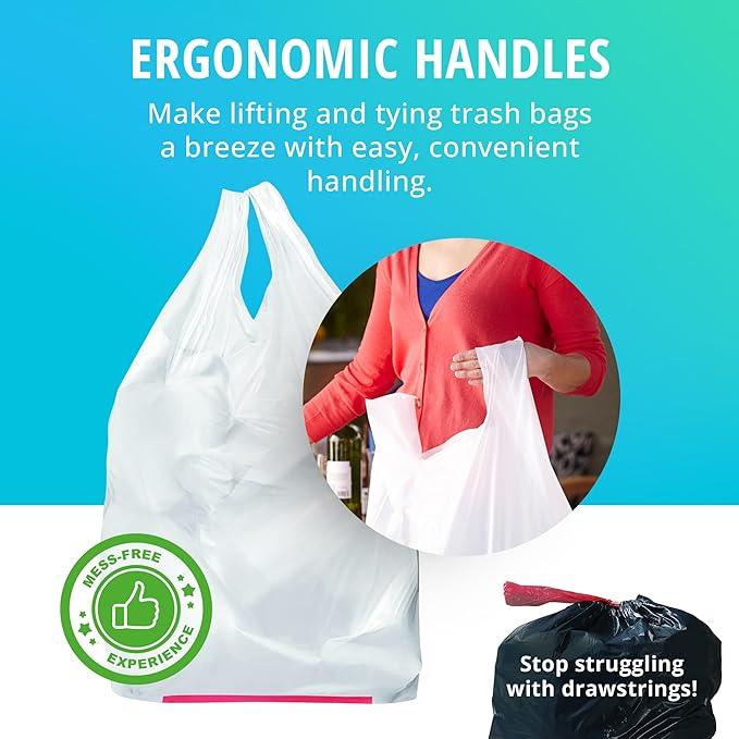 Hippo Sak - Plant Based Tall Kitchen Garbage Bags with Ergonomic Handles - 13 Gallon Trash Bags - Recyclable & Reduced Carbon Footprint - Super Strong and Leak Proof Tall Kitchen Trash Bags (45 Count) - NeatNest