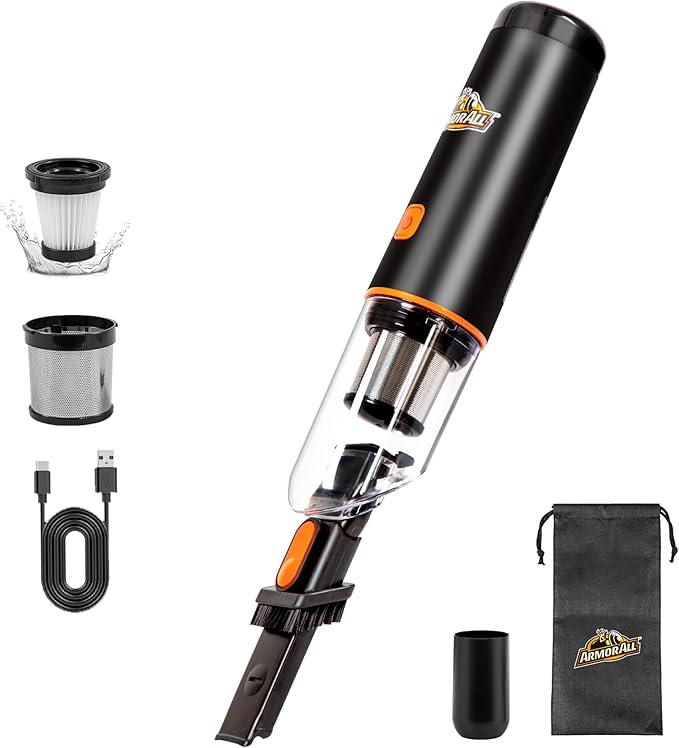 Armor All AA07V2 0901 Cordless Car Vacuum Handheld Mini Vacuum Cleaner for Car Interior Home, Orange - NeatNest