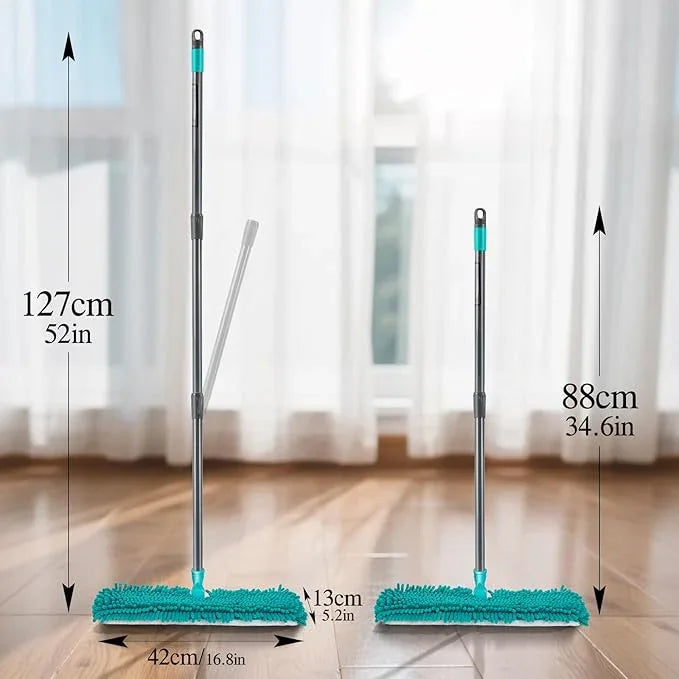 MASTERTOP Microfiber Flat Mop, Double-Sided Dust Mop with 4 Wet & Dry Pads, Floor Mop with Extension Stainless Steel Handle for Cleaning Hardwood, Vinyl, Laminate - NeatNest