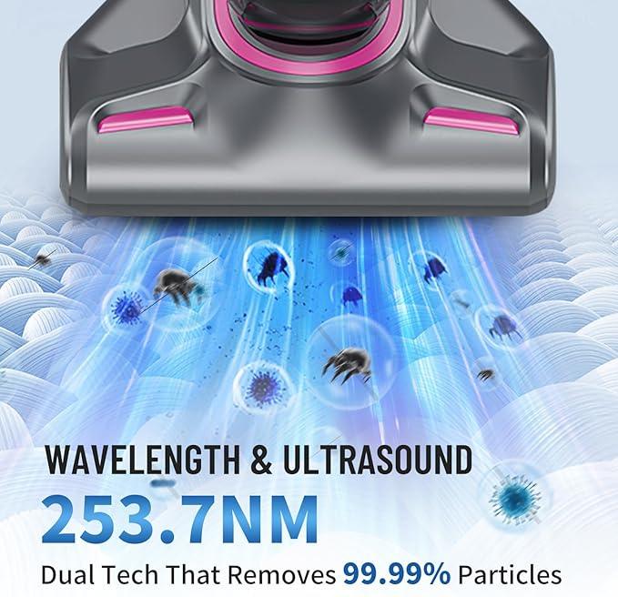 PATO Mattress Vacuum Cleaner, 10KPa Suction with UV-C Light & HEPA Filter, 4-in-1 Bed Cleaner for Sofa, Car, Carpet, Pet Hair - NeatNest