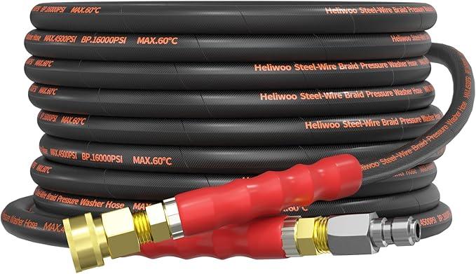 5/16" Pressure Washer Hose 25 FT, Commercial Industrial Grade Steel Wire Braided Kink Proof Extension Hose with 3/8 Quick Connect 4500 PSI - NeatNest
