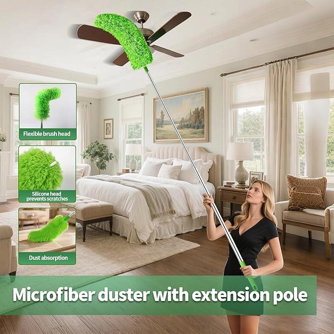 dusters for Cleaning extendable Long Handle，Webster Cobweb Duster with Extension Pole，Spider Web Remover Brush with Pole，Outdoor Web Cleaner Outside for use on Ceilings, cabinets, Walls, Light - NeatNest