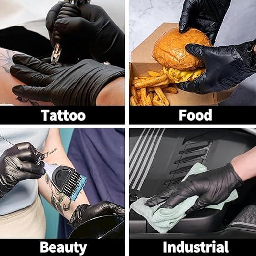 Jointown Vinyl Exam Gloves- 4 mil Safty Glove Latex-Free & Powder-Free, SGBE 8001 Synmax Disposable Medical Glove Small (2 Boxes of 100, Black) - NeatNest