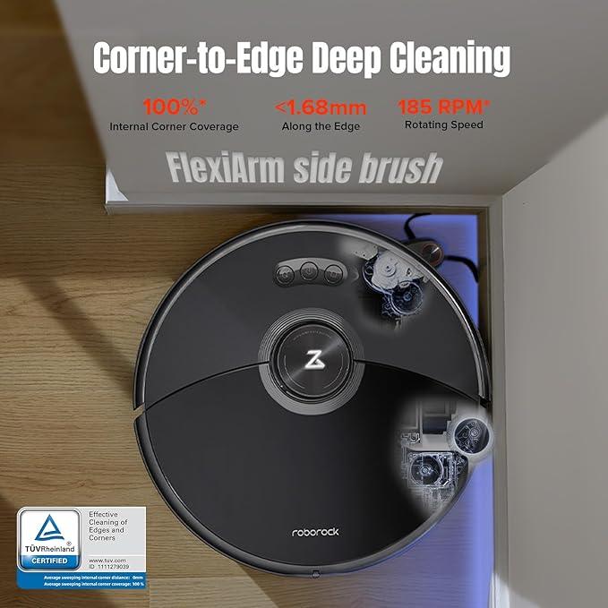 roborock S8 MaxV Ultra Robot Vacuum & Sonic Mop, 10000 Pa Suction, Corner to Edge Deep Cleaning, Hot Air Self-Drying, Auto Empty & Refill, Detergent Dispenser, Obstacle Avoidance, Black - NeatNest