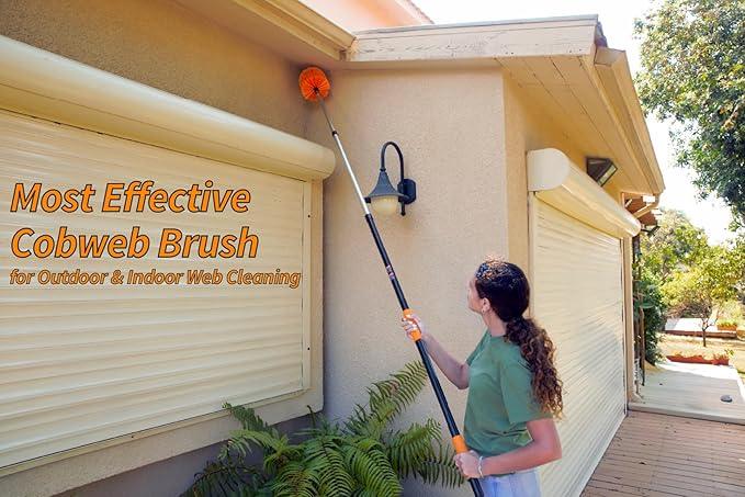 5-25 ft Cobweb Duster with Extension Pole // 30+ Foot High Reach Spider Web Cleaner Cobweb Brush for Outdoor & Indoor Web Cleaning // Lightweight & Sturdy Telescopic Pole // The Ultimate Dusting Kit - NeatNest