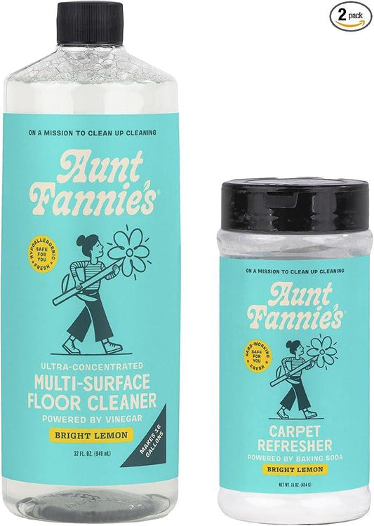 Aunt Fannie's Bundle: Floor Cleaner Vinegar Wash, Bright Lemon + Carpet Refresher, Bright Lemon - NeatNest
