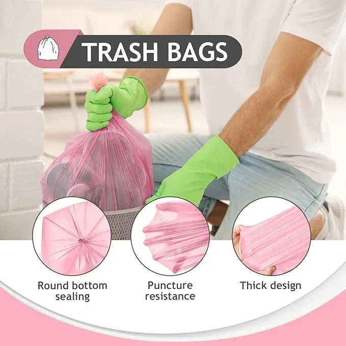 Teivio 2 Gallon 180 Counts Strong Trash Bags Garbage Bags, Bathroom Trash Can Bin Liners, Plastic Bags for home office kitchen, Pink - NeatNest