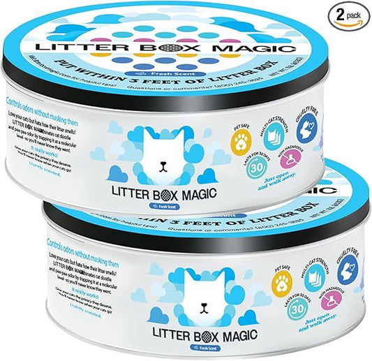 Litter Box Magic Cat Litter Deodorizer Jar (Fresh Scent, 16 Oz, Pack of 2) - Cat Litter Odor Absorber Gel In A Jar - Litter Box Pet Air Freshener - Litter Odor Eliminator to Freshen Air - NeatNest