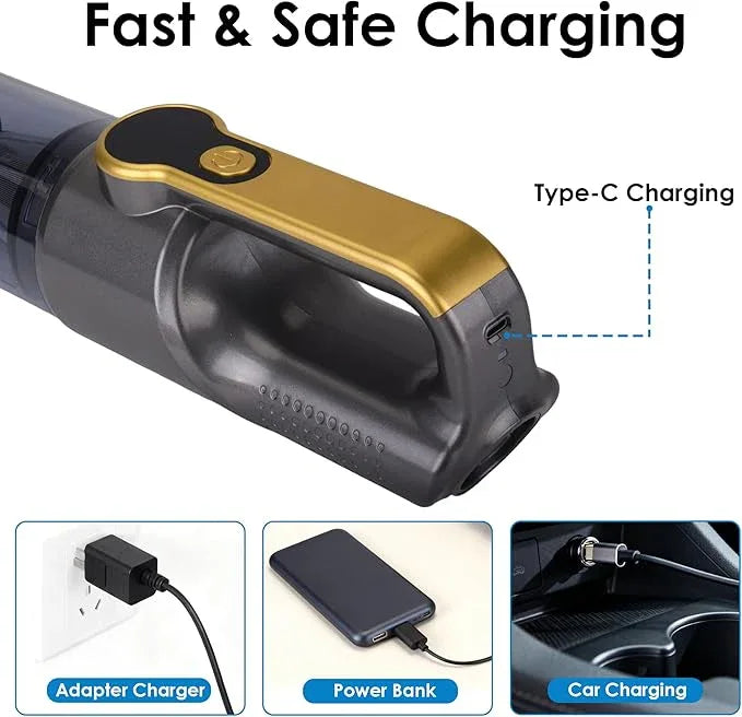 Handheld Vacuum Cordless, Car Vacuum Portable Cordless 6000mAh Dust Busters Rechargeable Brushless Motor 18000Pa Strong Suction, Portable Vacuum for Car Home with 6 Accessories, Yellow - NeatNest