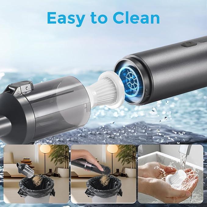 EV1396 Cordless Handheld Vacuum Cleaner - 100W 16000Pa Powerful Suction, 14-24min Runtime, Multi-Nozzles & Floor Brush for Home, Car & Narrow Spaces - NeatNest