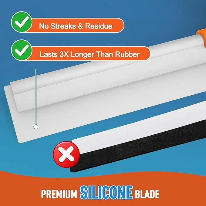 Silicone Floor Squeegee for Shower Glass, Floor, and Garage - Heavy-Duty Pet Hair Remover, Bathroom Tile Cleaner, Window Wiper - Flexible, No Streaks, Compact Storage - NeatNest