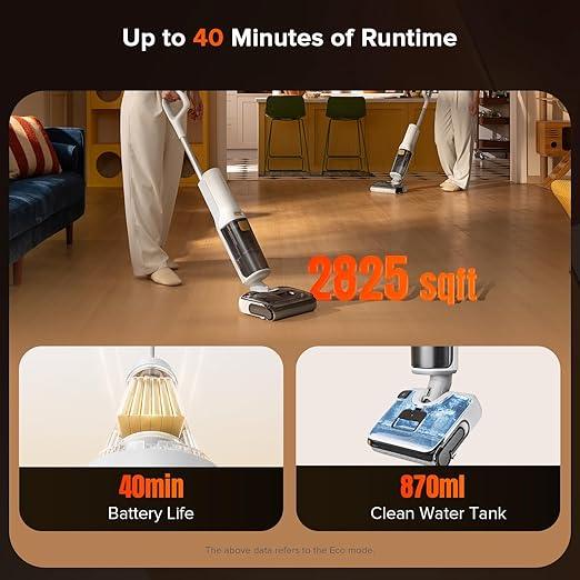 roborock F25 GT Set Wet Dry Vacuum Mop, Wet Dry Vacuum Cleaner Cordless, 20000Pa Floor Cleaner Machine for Tile Hard Floor, 194°F Self Cleaning Mop Combo with 180° Lie-Flat, 2 Extra Roller Brush - NeatNest