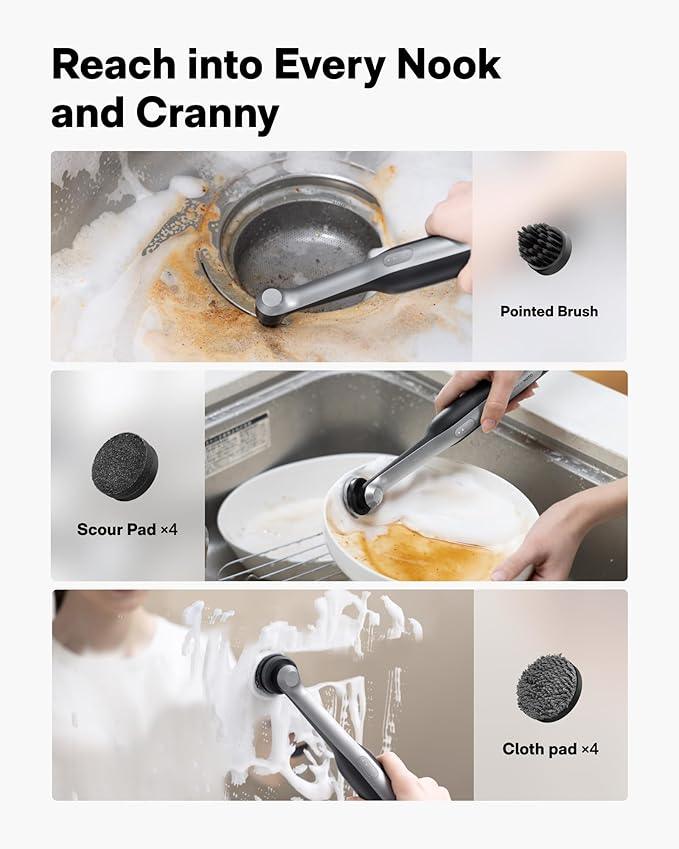 HOTO Wand™ Cordless Spin Scrubber, Electric Rechargeble Grout Cleaning Brush, IPX7 Waterproof Bathroom Scrubber, 12 Replaceable Brush Heads Version Power Scrubber for Grout, Tiles, Corners, Crevices - NeatNest
