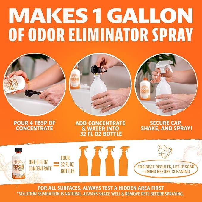 Angry Orange Pet Odor Eliminator Concentrate for Cat Urine and Smells - Fresh Scent - 8 oz (Makes 128 oz of Cleaner) - NeatNest