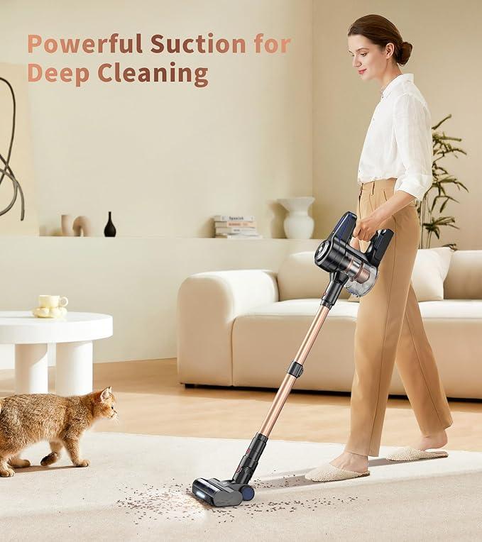 NADALY Cordless Vacuum Cleaner, Powerful Stick Vacuum with 45min Runtime, Anti-Tangle Vacuum Cleaners for Home, 1.5L Dust Cup, Rechargeable Wireless Vacuum for Hardwood Floor Carpet Pet Hair - NeatNest