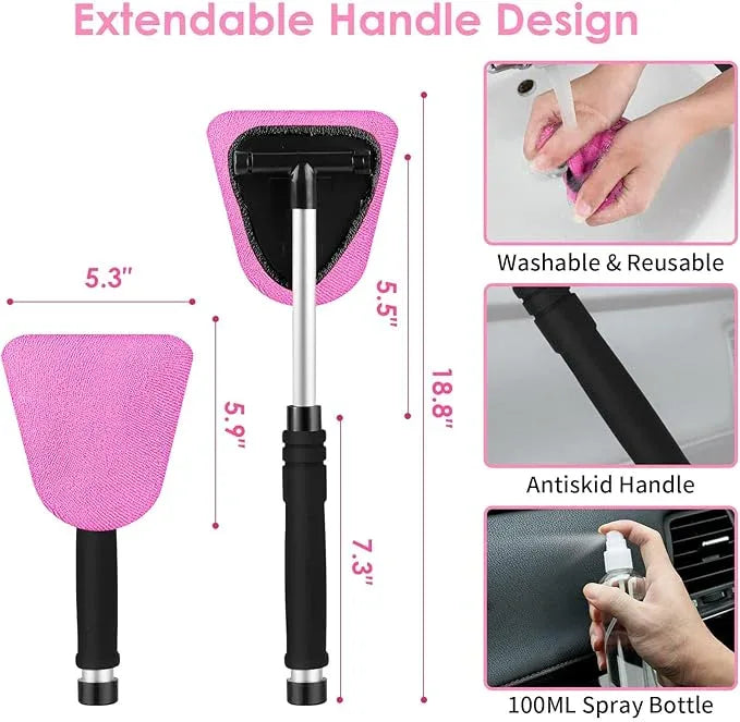 Viewsun Windshield Cleaner Tool, 17Pcs Pink Car Interior Cleaning Kit, Detailing Kit Cleaner, Detailing Brush, Cleaning Gel, Inside Cleaning Supplies Accessories for Women Girl Gift - NeatNest