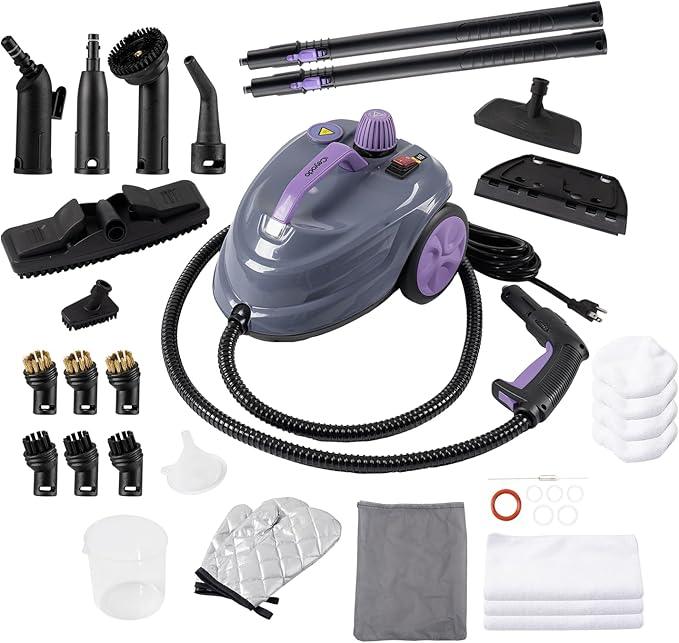Steam Cleaner, Powerful Heavy Duty Canister Steamer with 34 Accessories, Steam Mop with 16.4 Ft Extra-Long Power Cord for Home Floor Cleaning, Grout, Upholstery, Car Detailing, Purple - NeatNest