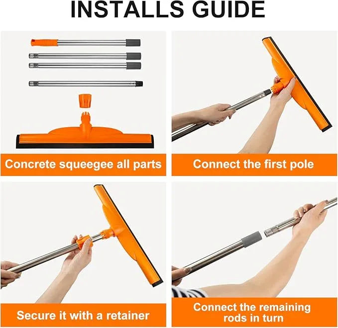 ITTAR Heavy-Duty Floor Squeegee, 62" Adjustable Handle, EVA Foam Blade, Ideal for Concrete, Garage, Patio & More - NeatNest