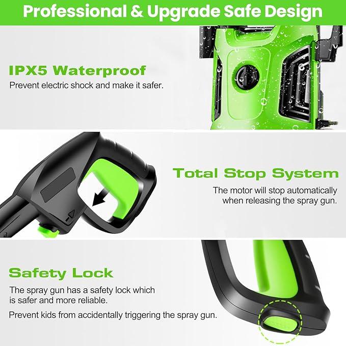 Pressure Washer 4800 PSI Power Washers Electric Powered with 33ft Pressure Hose, 4 Nozzle and Foam Cannon, Powerwashers for Home, Cars, Patio, Navy Blue - NeatNest