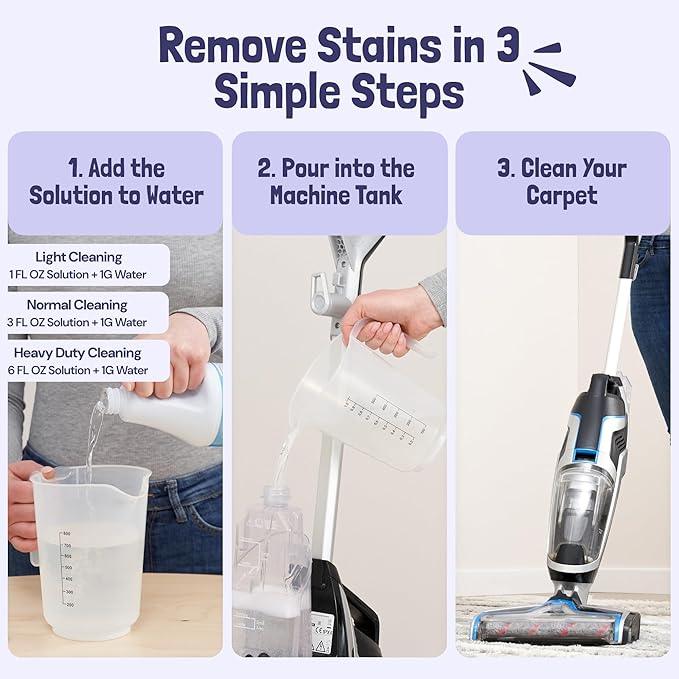 Sunny & Honey Carpet Cleaner Solution - 32 Fl Oz, Light Lavender - Deep Stain Remover & Odor Deodorizer - Pet Carpet Cleaner & Rug Shampoo - NeatNest