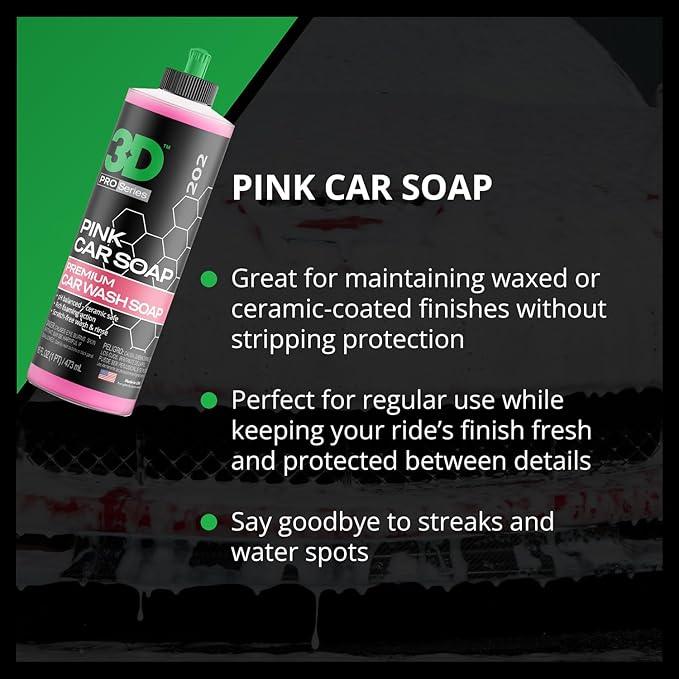 3D Pink Car Soap – 16 oz |pH Neutral Car Wash Soap with High Suds & Cherry Scent | Scratch-Free, High Gloss Shine | Safe on Wax & Sealants | Weekly Car Care - NeatNest