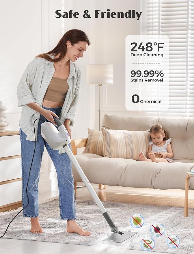 10-in-1 Steam Mop, Detachable Handheld Steam Cleaner, Multi & Up Steamer for Cleaning with 350ml Tank,10s Heat-Up, 23Ft Cord, 248°F 1200W Powerful Floor Steam Mop for Hardwood Floors, Grout, Carpet - NeatNest