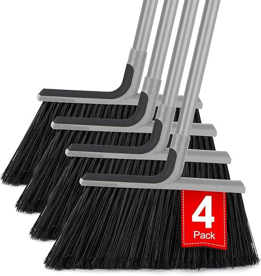KeFanta 4 Packs Outdoor Broom Heavy Duty with 55" Long Handle, Commercial Brooms for Sweeping Indoor Courtyard Restaurant Garage Patio Decks Mall Market Kitchen Office Lobby Shop - NeatNest