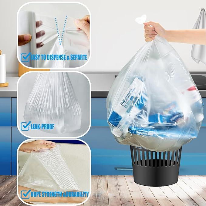 Trash Bags 8-10 Gallon, 1000 Count Bulk Value Pack, Clear Plastic Recycling Bags, Multi-purpose Garbage Bags Can Liners for Business Home Kitchen Commercial and Industrial - NeatNest