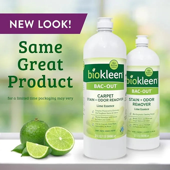 Biokleen Bac-Out Enzymatic Stain & Odor Remover for Carpet - Removes Stains and odors caused by dirt, pet accidents, wine, food, smoke - 2 Pack 32 oz w/Micro Cleaning Towel - NeatNest