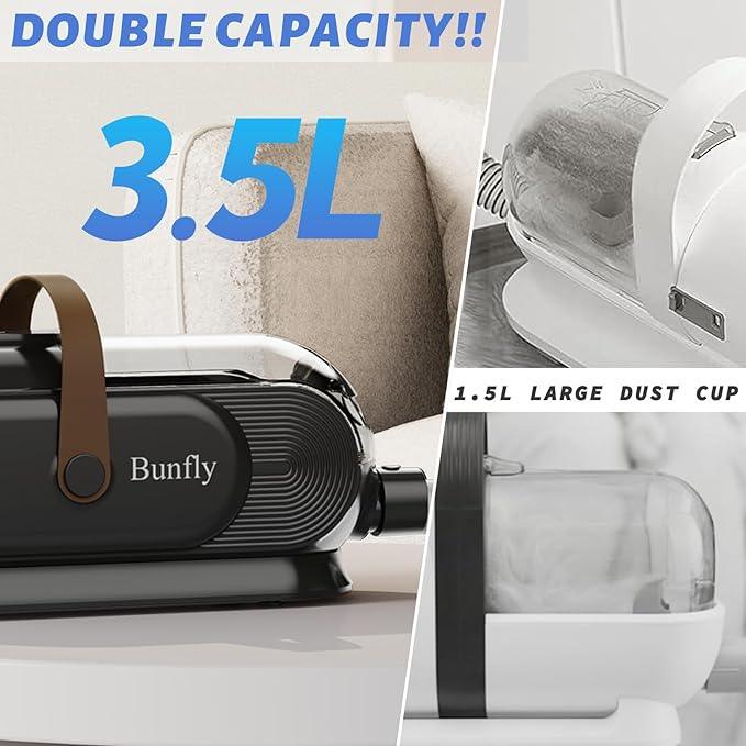 Bunfly Dog Grooming Kit with 13000kpa Strong Grooming & Vacuum Suction 99% Pet Hair,3L Capacity,11 Grooming Tools Dogs Cats and Other Animals,Home and Car Cleaning -Black - NeatNest