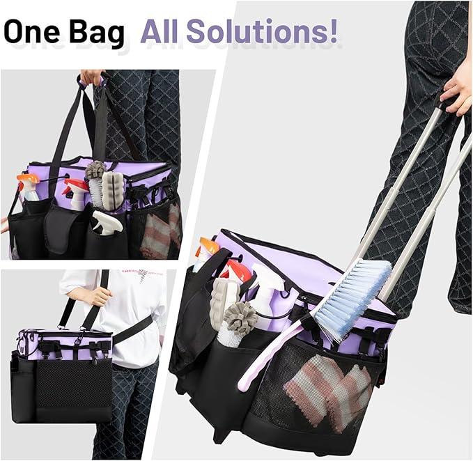 Large Cleaning Caddy for Cleaning Supplies Organizer, Rolling Cleaning Caddy Bags with Wheels for Housekeepers, Cleaning Carts on Wheels for Home Car Office Picnic - NeatNest
