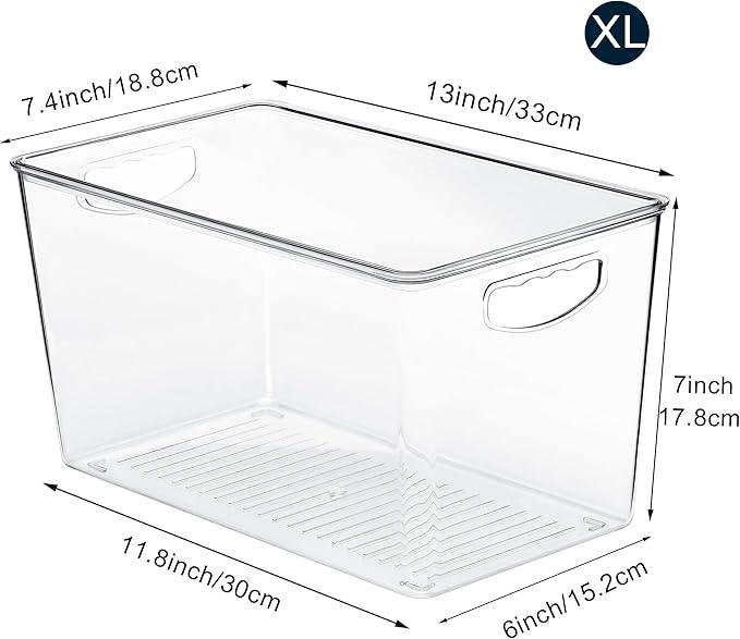 theaoo Clear Storage Bins with Lids Stackable - XLarge Plastic Containers for Pantry Organization and Storage - Perfect for kitchen,Fridge,Laundry Room,Bathroom,Garage,Closet,Cabinet Organizer -8 Pack - NeatNest