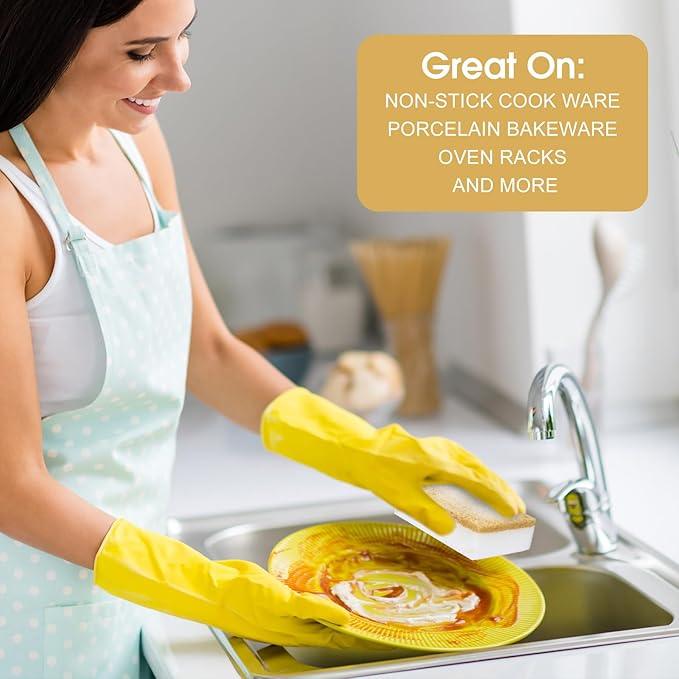 Tioncy 100 Pcs Individually Wrapped Sponges Kitchen Bulk Brown Dish Non Scratch Scrub Sponges Dual Sided Cleaning Dish Scrubber for Washing Dishes, Pots, Pans, Sinks, Stoves, Appliances, Car, Bike - NeatNest
