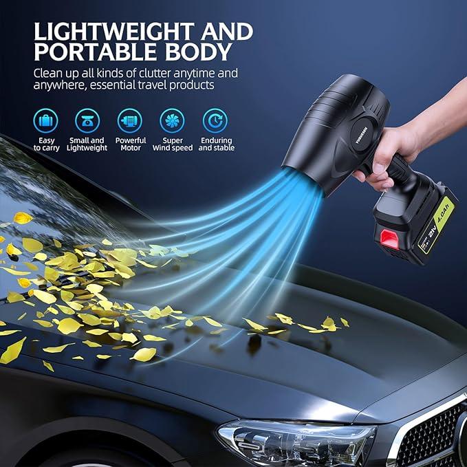 980,000 RPM Cordless Leaf Blower - 21V Electric Handheld Leaf Blower with 2×4.0Ah Batteries & Fast Charger - Lightweight for Patio, Lawn, Yard, Deck Cleaning - Light Black - NeatNest