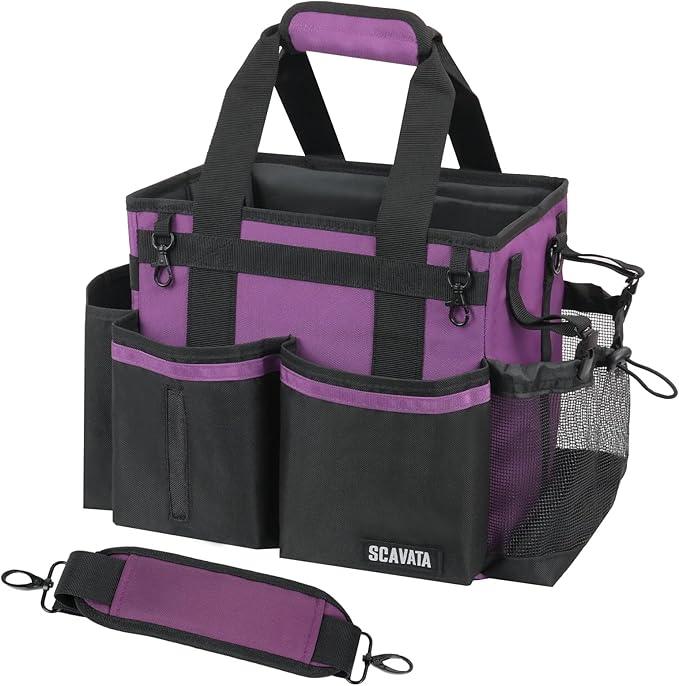 Compact Wearable Cleaning Caddy, Small Cleaning Caddy Supplies Organizer with Handle & Shoulder Straps for Housekeepers, Under Sink & Car Cleaning Tool Organizers Bag (RoyalPurple) - NeatNest